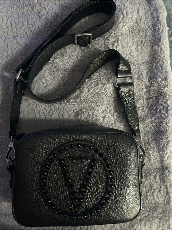 Valentino Other - Valentino Black Leather Stud-Logo Messenger Bag